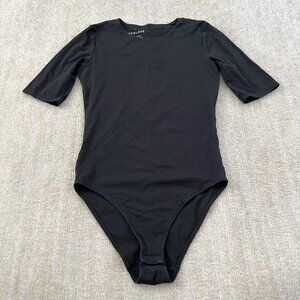 Everlane Cotton Short Sleeve Bodysuit Top S Black